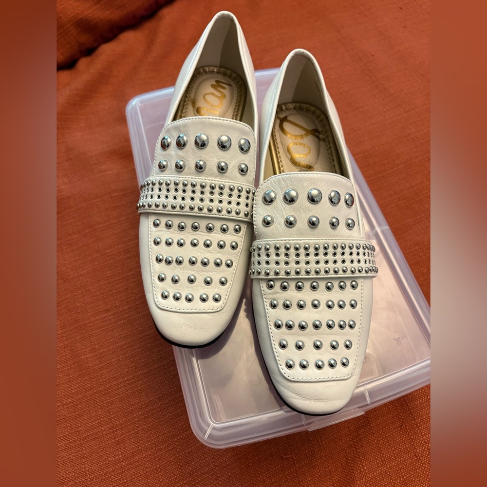Sam Edelman Studded White Loafers